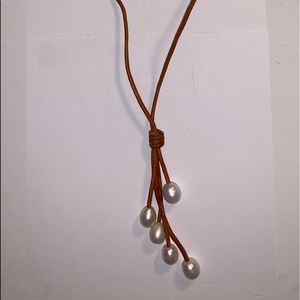 Pearl Leather Necklace